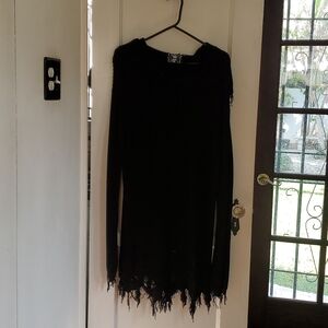Killstar shredded pullover hoodie long sweater size Large